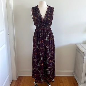Max Studio Burgandy Floral Maxi Dress